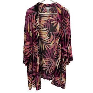 Catherines Womens Beachy Floral Open Cardigan Size 1X 18/20 Coastal Artsy Travel